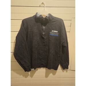 Yamaha Sweatshirt Mens L Quarter Zip Fleece Pullover Long Sleeve Black Logo